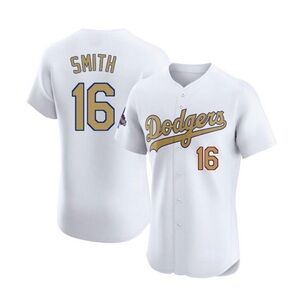 Men's Elite Los Angeles Dodgers #16 Will Smith White 2025 Gold Collection Jersey